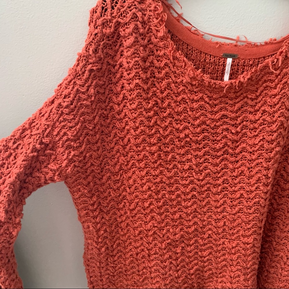 Free People Orange Oversized Chunky Fall Sweater - Picture 4 of 7